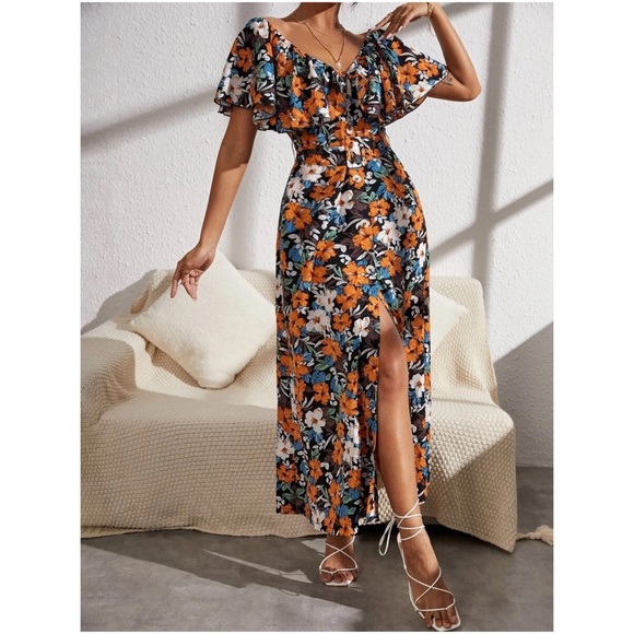 Plus Floral Print Ruffle Maxi Dress - Picture 3 of 3